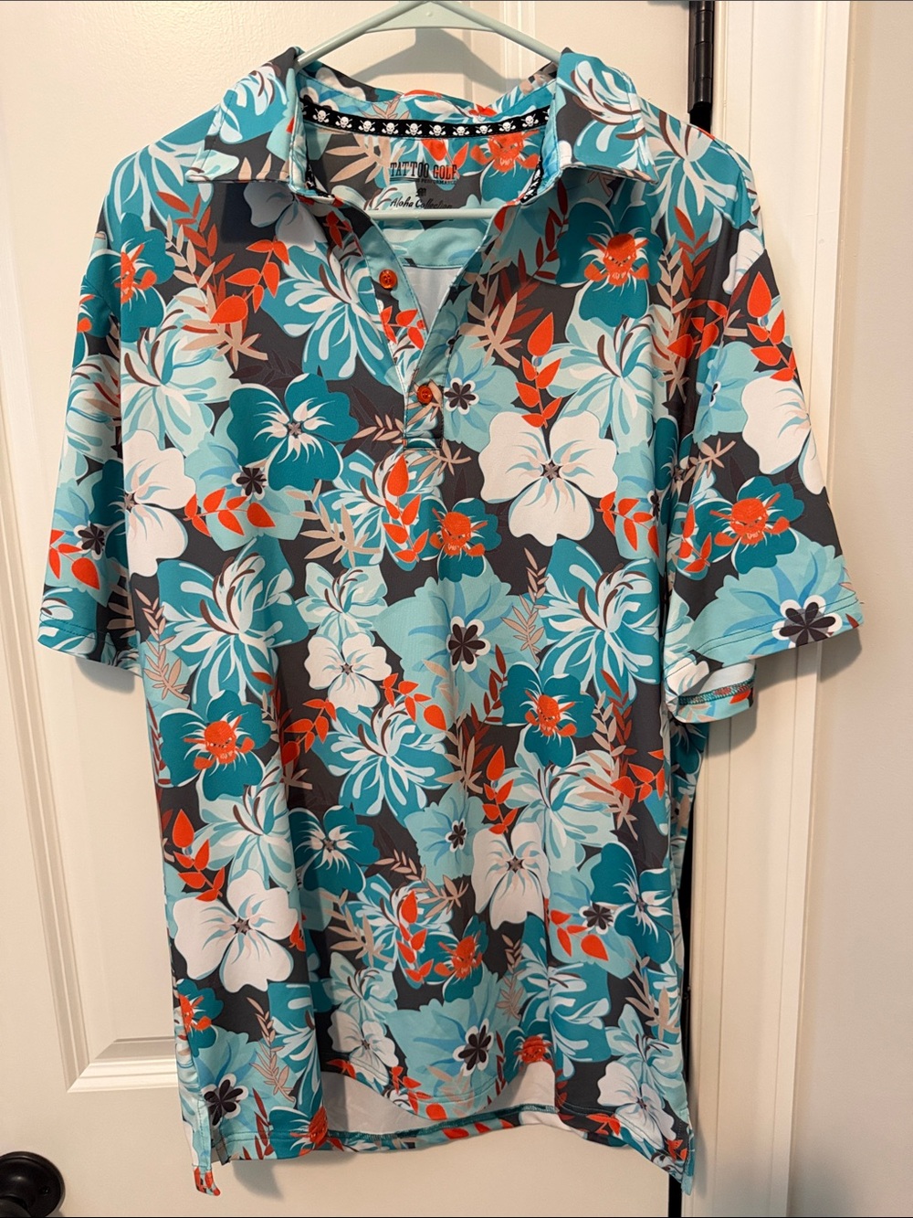 Tattoo Golf Performance Aloha Collection Cool Stretch Fabric Golf Polo Shirt M